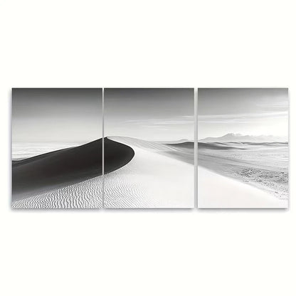 3pcs Black And White Sand Dunes Metal Print Ready to Hang Art - Bella Home Decor