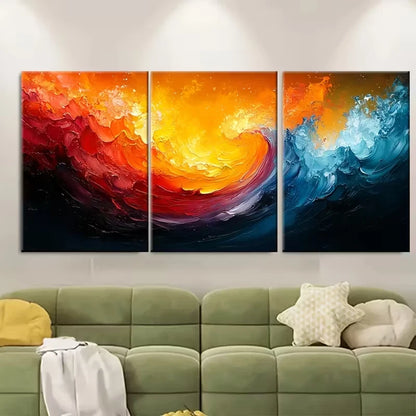 3pcs , Abstract Colorful Metal Print Ready to Hang Art - Bella Home Decor