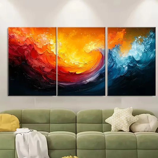 3pcs , Abstract Colorful Metal Print Ready to Hang Art