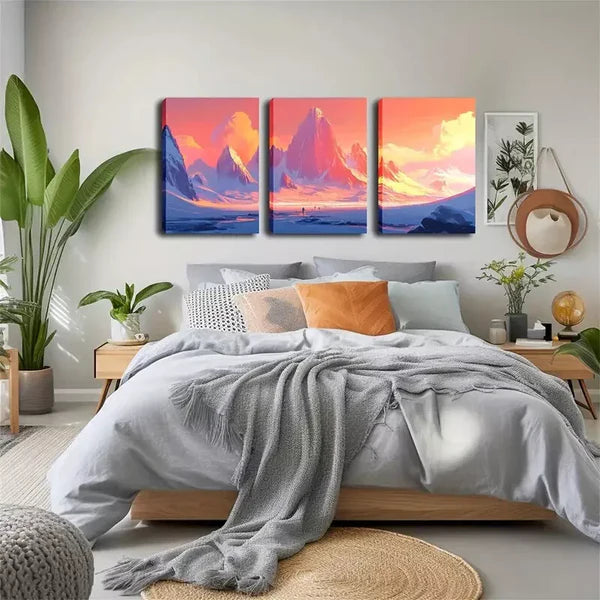 3pcs Magnificent Snow Mountain Wall Art Set Canvas Framed 60x90cm - High Quality Print 100% Australian Made Wall Canvas Ready to Hang - Bella Home Decor