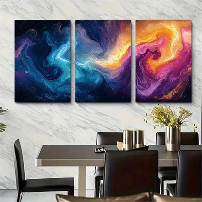 3pcs Vibrant Abstract Swirl Marble Perfect Wall Art Set Canvas Framed 50x70cm - High Quality Print 100% Australian Made Wall Canvas Ready to Hang