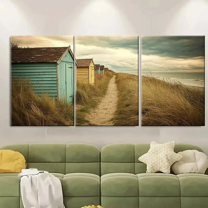 3pcs Vintage Beach House Coastal Beach Metal Print Ready to Hang Art - Bella Home Decor