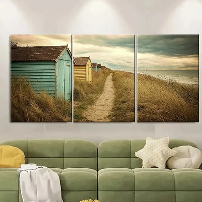 3pcs Vintage Beach House Coastal Beach Metal Print Ready to Hang Art - Bella Home Decor