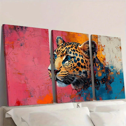 3pcs Matisse Leopard Vibrant Animal Wall Art Set Canvas Framed 60x90cm - High Quality Print 100% Australian Made Wall Canvas Ready to Hang