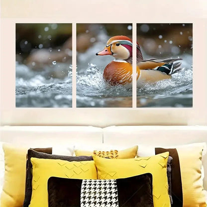 3pcs Mandarin Duck Bird Lovers Decor   Wall Art Set Canvas Framed 40x60cm - High Quality Print 100% Australian Made Wall Canvas Ready to Hang