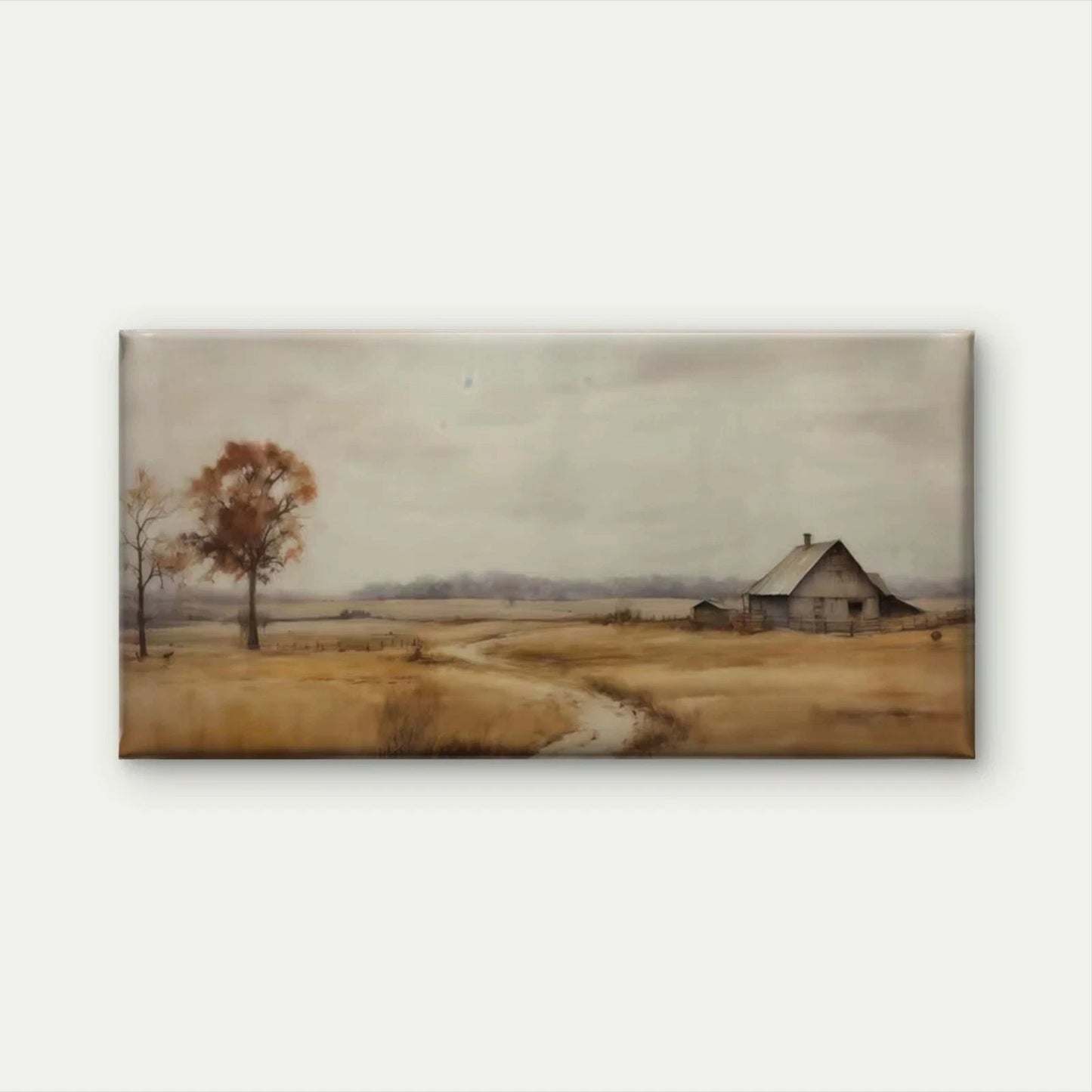 Rustic Countryside Farm Wall Art Canvas Office Home Room Framed 120x60cm