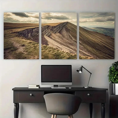 3pcs Great Ridge and Mam Tor Vintage Peak District Metal Print Ready to Hang Art - Bella Home Decor