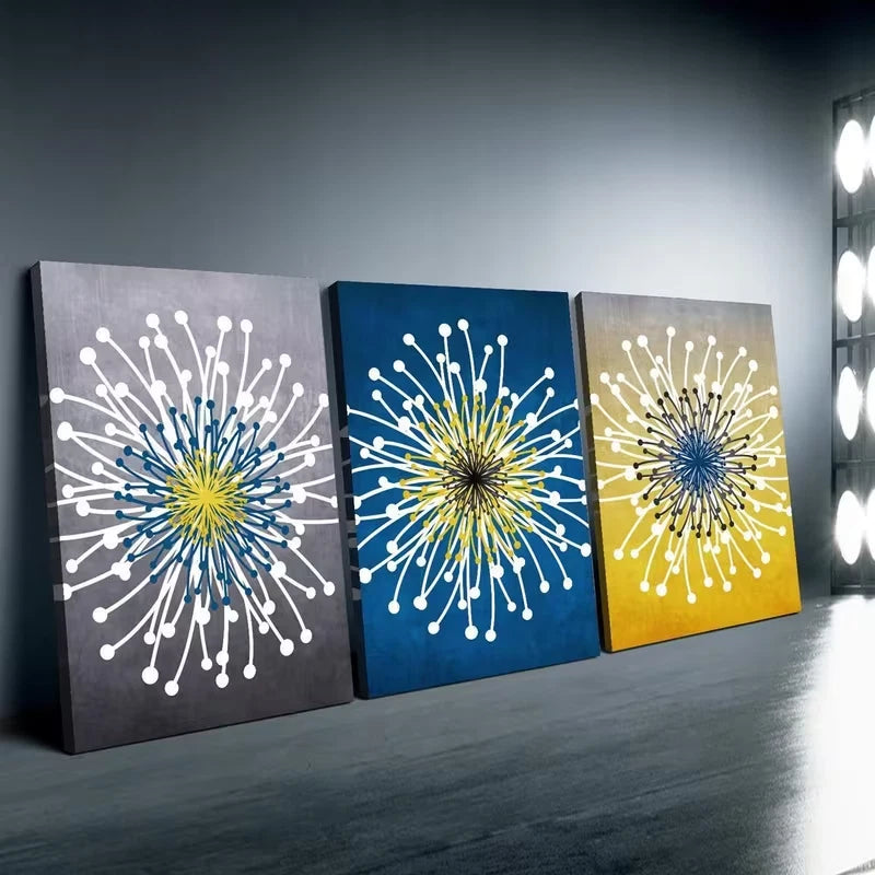 3pcs Abstract Floral Style Flowers Wall Art Set Canvas Framed 50x70cm High Quality Print 100% Australian Made Wall Canvas Ready to Hang