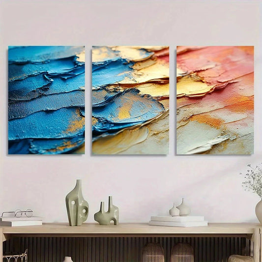 3pcs Abstract Textured Aesthetic Metal Print Ready to Hang Art