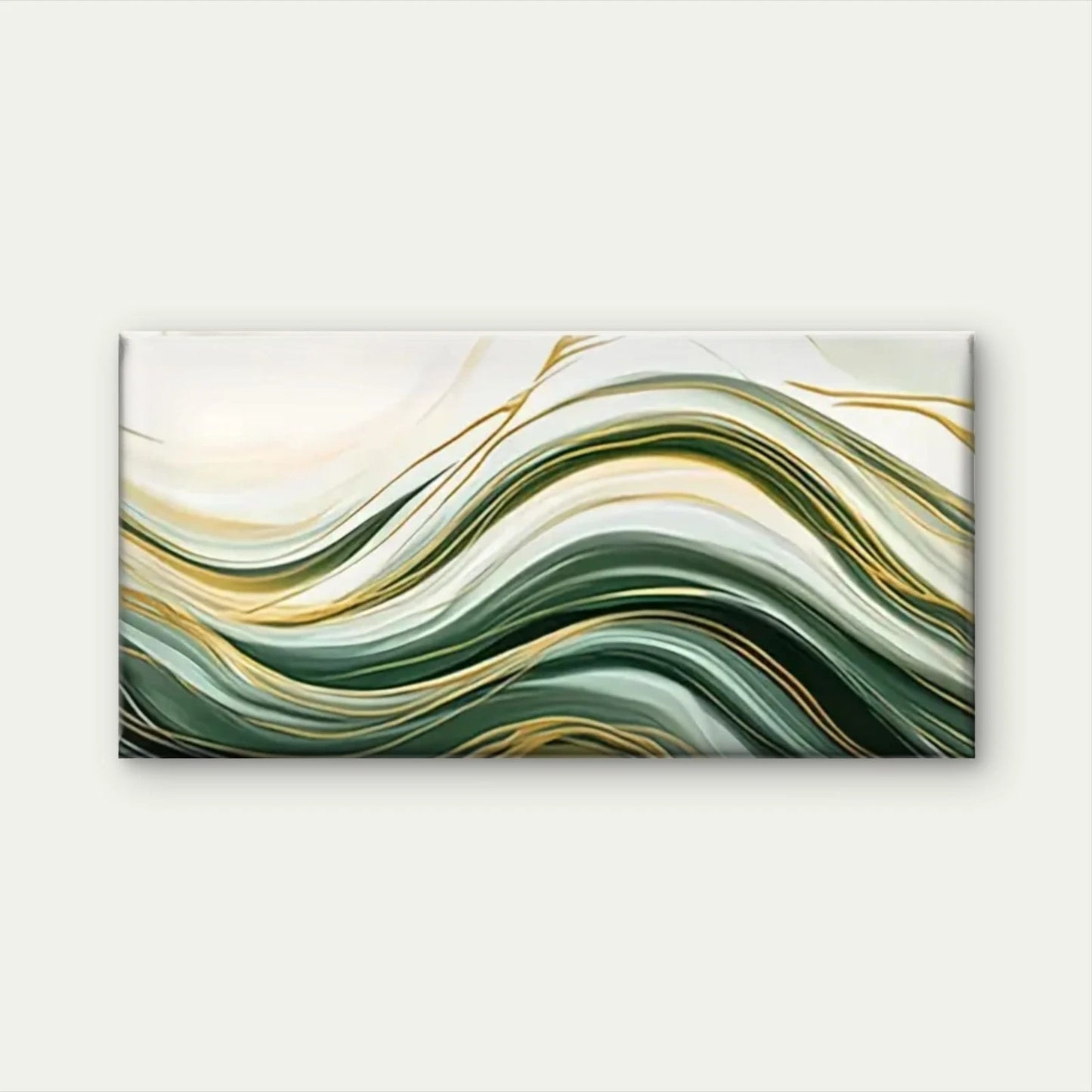 Green & Yellow Swirls Gradient Wall Art Canvas Office Home Room Framed 120x60cm