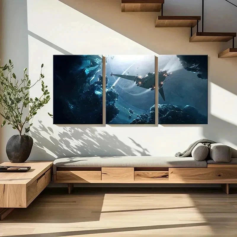 3pcs Space Fantasy Theme Modern Sci-Fi Universe Wall Art Set Canvas Framed 50x70cm - High Quality Print 100% Australian Made Wall Canvas Ready to Hang - Bella Home Decor