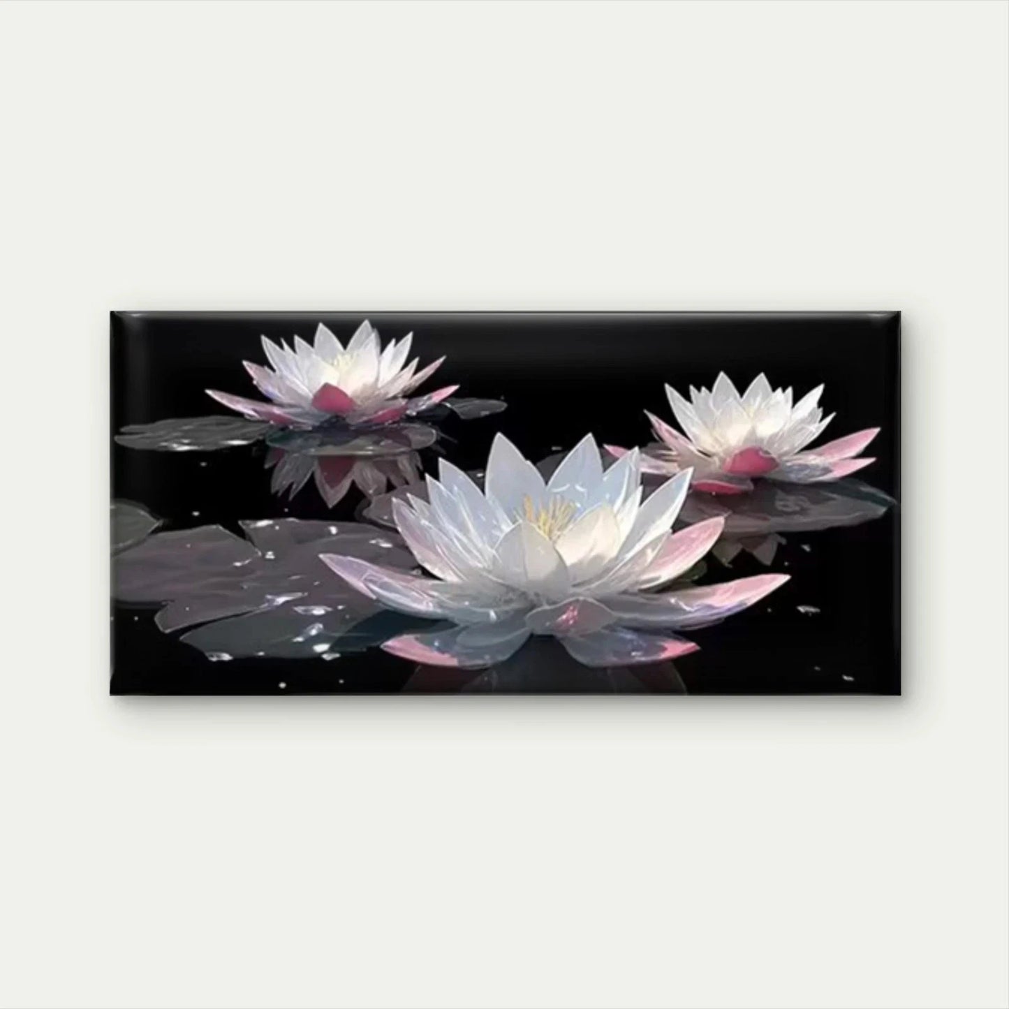 Enchanting Elegant Lotus Flower Wall Art Canvas Office Home Room Framed 120x60cm