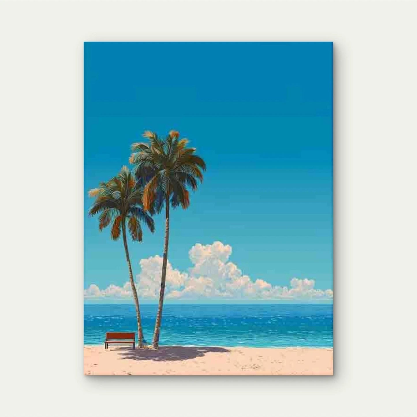 Turquoise Ocean & Palm Tree Coastal Metal Print Ready to Hang