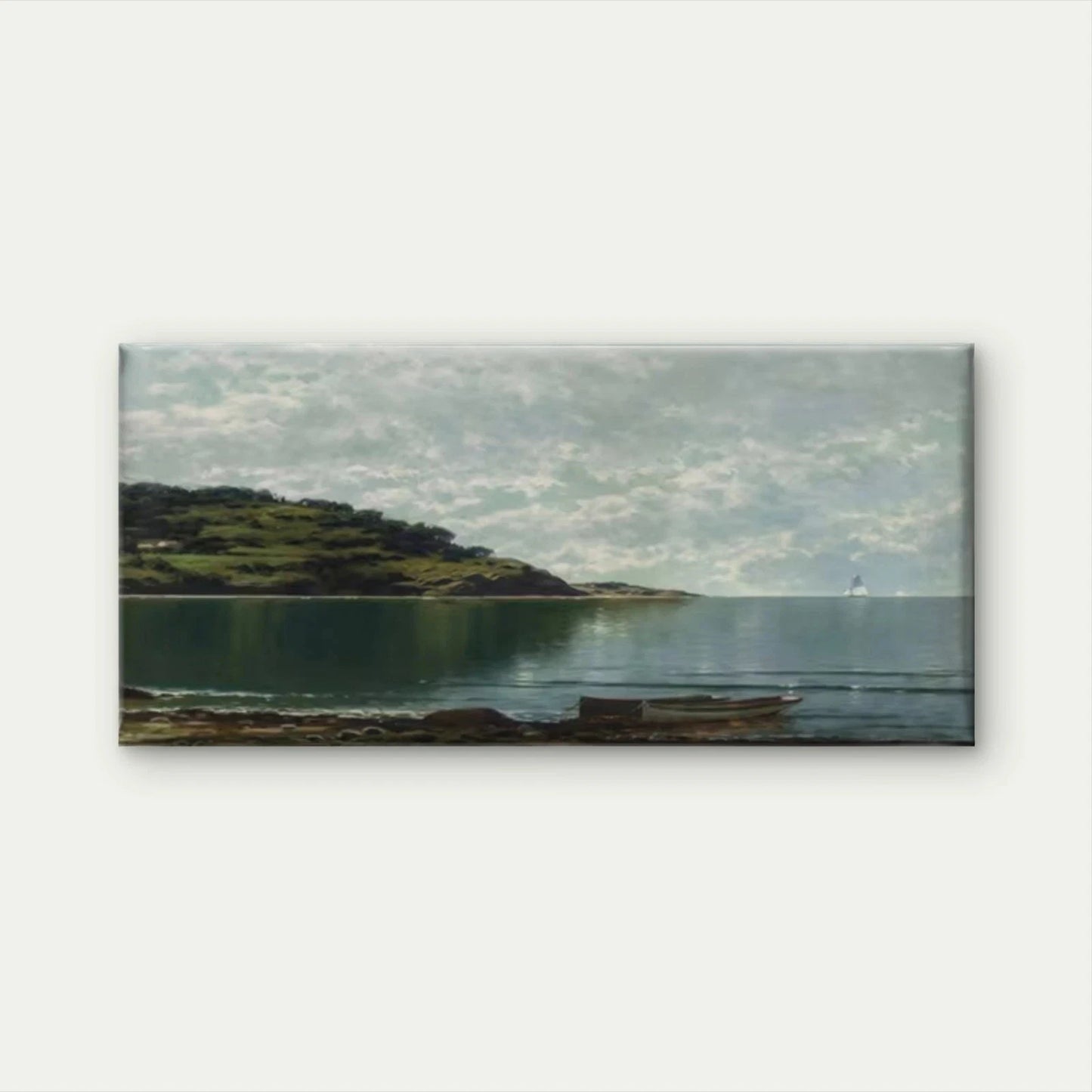 Boats & Island Seascape Wall Art Canvas Office Home Room Framed 120x60cm