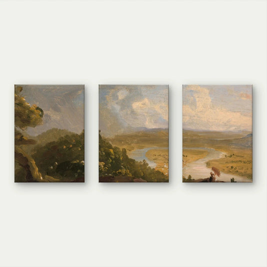 3pcs Classical River Valley Landscape Painting Wall Art Set Canvas Framed 40x60cm - High Quality Print 100% Australian Made Wall Canvas Ready to Hang