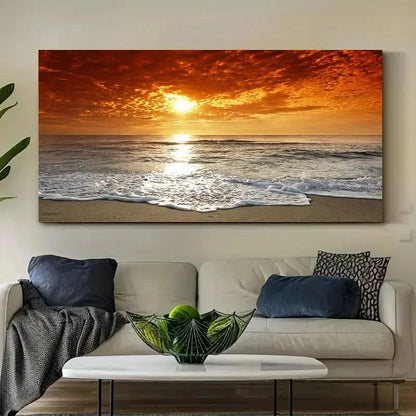 Modern Beach Scene Decor Beach Wall Art Canvas Office Home Room Framed 120x60cm