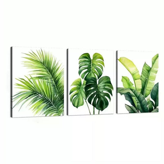 3pcs Tropical Leaf Canvas Wall Art Set Canvas Framed 50x70cm - High Quality Print 100% Australian Made Wall Canvas Ready to Hang
