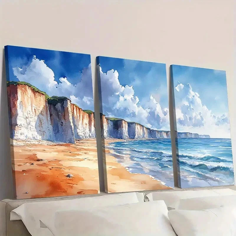 3pcs Zakyntho  Cretan, Beach And Ocean  KM Wall Art Set Canvas Framed 60x90cm - High Quality Print 100% Australian Made Wall Canvas Ready to Hang - Bella Home Decor