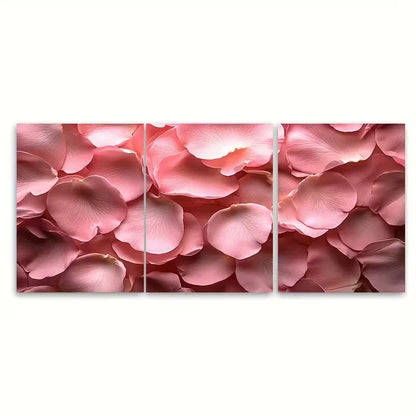 3pcs Delicate Light Pink Rose Petals Abstract Metal Print Ready to Hang Art - Bella Home Decor