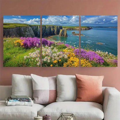 3pcs Pembrokeshire Coast National Park Travel Wall Art Set Canvas Framed 60x90cm - High Quality Print 100% Australian Made Wall Canvas Ready to Hang