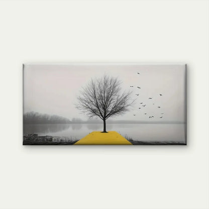 Nature Tree White Grey Wall Art Canvas Office Home Room Framed 120x60cm
