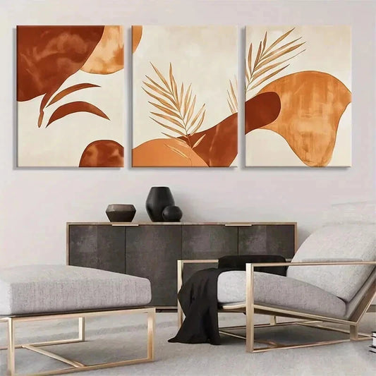 3pcs Modern Abstract Botanical Natural Perfect Wall Art Set Canvas Framed 60x90cm - High Quality Print 100% Australian Made Wall Canvas Ready to Hang