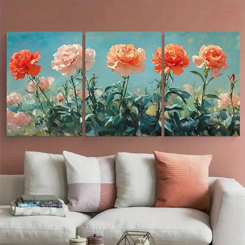 3pcs John Singer Sargent Carnation Lily Rose Metal Print Ready to Hang Art - Bella Home Decor