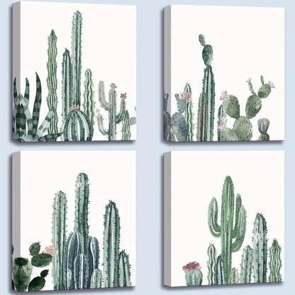 4pcs Mint Green  Wall Art Canvas Framed