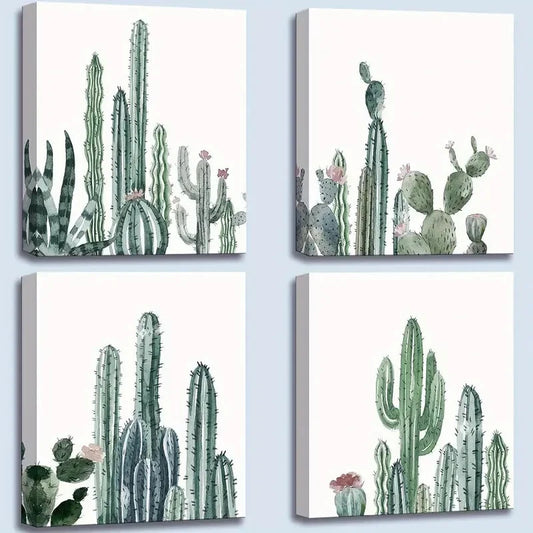 4pcs Mint Green  Wall Art Canvas Framed