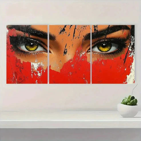 3pcs Vibrant Abstract Bold Colors Eye W Wall Art Set Canvas Unframed - High Quality Print 100% Australian Made Wall Canvas
