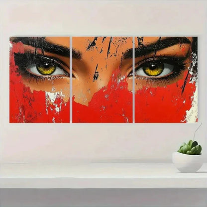 3pcs Vibrant Abstract Bold Colors Eye W Wall Art Set Canvas Unframed - High Quality Print 100% Australian Made Wall Canvas