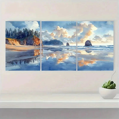 3pcs National Park Ruby Beach Watercolor Art Metal Print Ready to Hang Art - Bella Home Decor