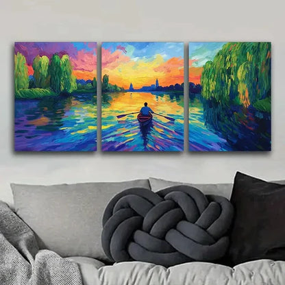 3pcs Abandoned Lake Wall Art Canvas Unframed - High Quality Print 100% Australian Made Wall Canvas - Bella Home Decor