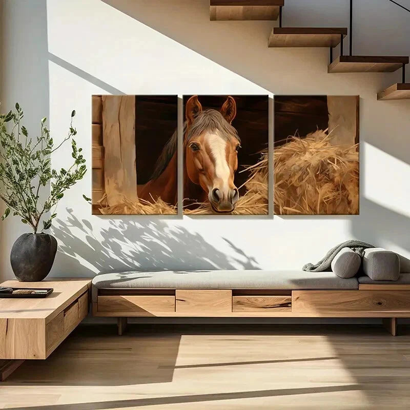 3pcs Barn Scene Warm Tones Cozy Atmosphere Metal Print Ready to Hang Art - Bella Home Decor