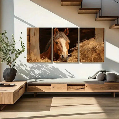 3pcs Barn Scene Warm Tones Cozy Atmosphere Metal Print Ready to Hang Art - Bella Home Decor