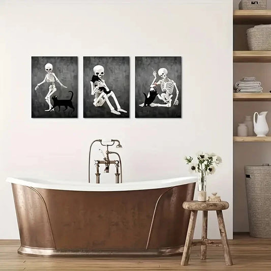 3pcs Art Deco, Modern, Retro Style Metal Print Ready to Hang Art