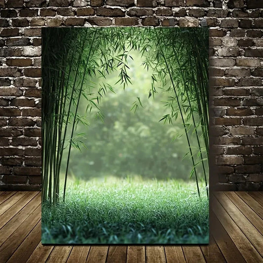 Serene Natural Scene with Sunlit Bamboo Stalks 40x60cm Metal Print Ready to Hang - Bella Home Decor