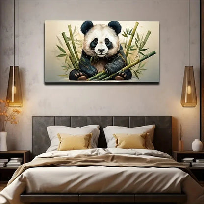 Giant Panda With Bamboo Wall Art Canvas Office Home Room Framed 120x60cm