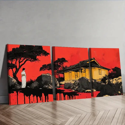 3pcs Ancient buildings, Wall Art Set Canvas Unframed - High Quality Print 100% Australian Made Wall Canvas - Bella Home Decor