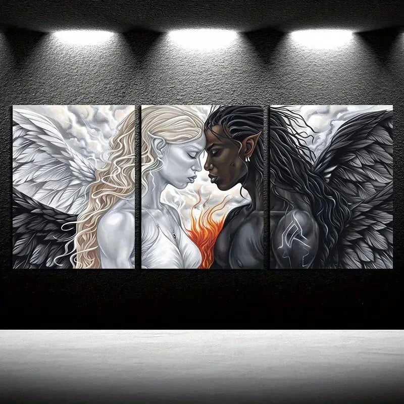 3pcs Modern Opposition Illustration Metal Print Ready to Hang Art - Bella Home Decor