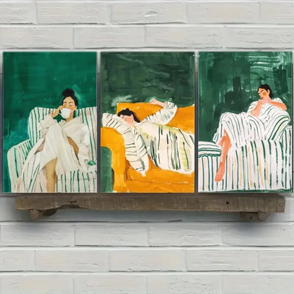 3pcs Art Suit-Bright Women's Rest Print Metal Print Ready to Hang Art - Bella Home Decor