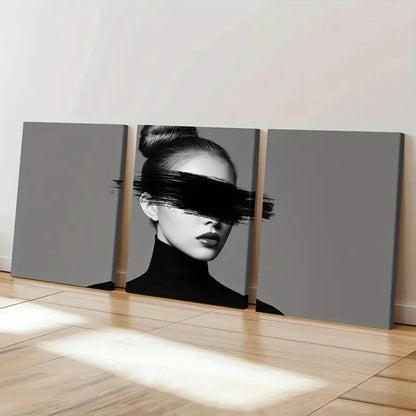 3pcs Black and White Abstract Woman  Wall Art Set Canvas Framed 50x70cm - High Quality Print 100% Australian Made Wall Canvas Ready to Hang - Bella Home Decor