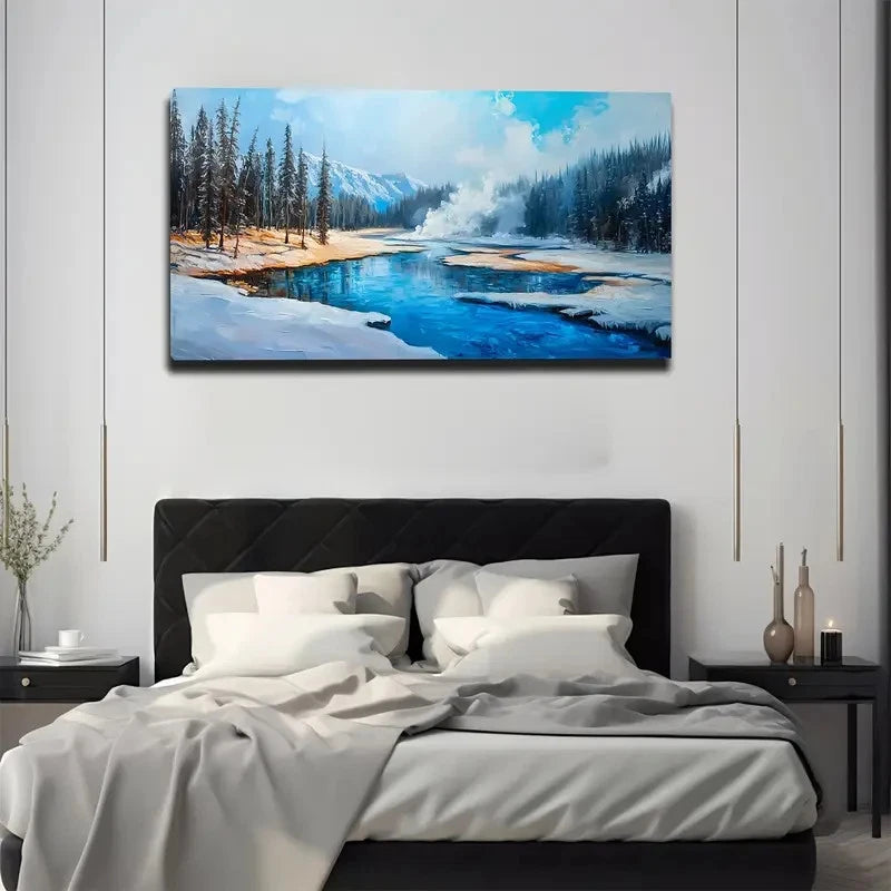 Geothermal Lake Wall Art Canvas Office Home Room Framed 120x60cm