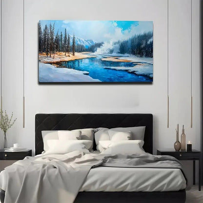 Geothermal Lake Wall Art Canvas Office Home Room Framed 120x60cm