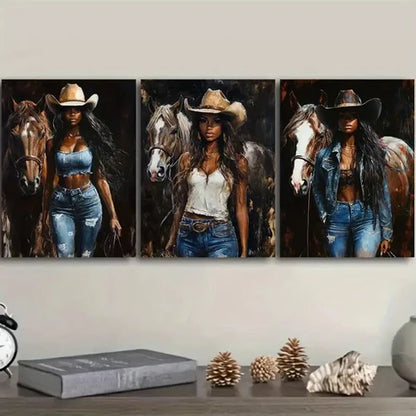 3pcs Featuring a Beautiful Girl Wearing Jeans Wall Art Set Canvas Unframed - High Quality Print 100% Australian Made Wall Canvas