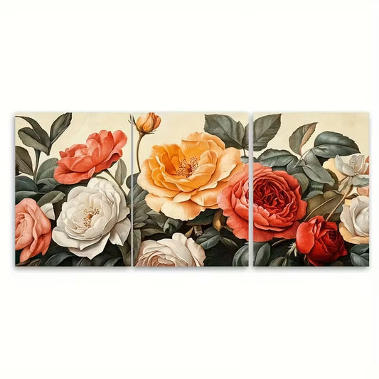 3pcs Vintage Italian Floral Metal Print Ready to Hang Art