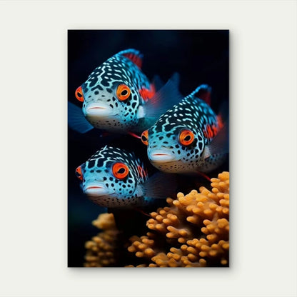 Fish Fantasy, Oil Painting Metal Print Ready to Hang