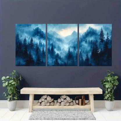3pcs Blue Forest Prints Shoshone Landscape Metal Print Ready to Hang Art - Bella Home Decor