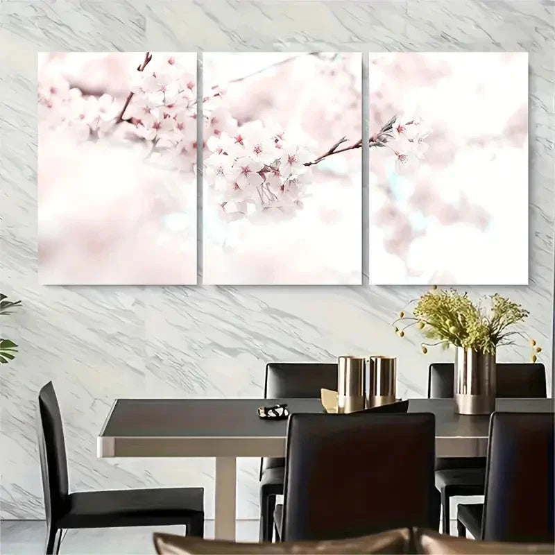 3pcs Cherry Blossom Spring Metal Print Ready to Hang Art - Bella Home Decor