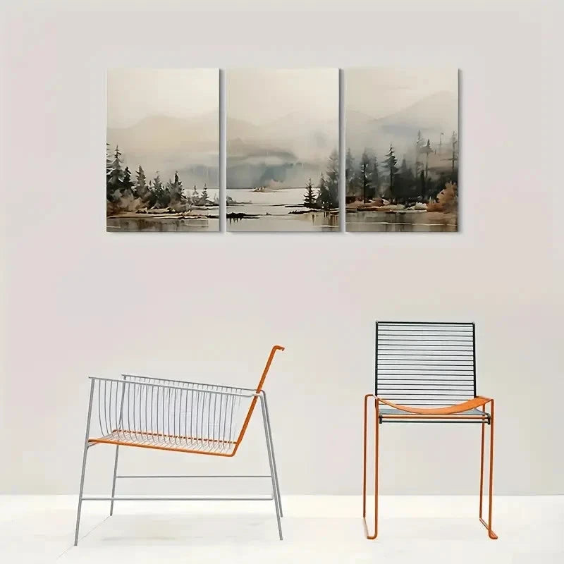 3pcs Abstract Nature Scene Painting Metal Print Ready to Hang Art - Bella Home Decor